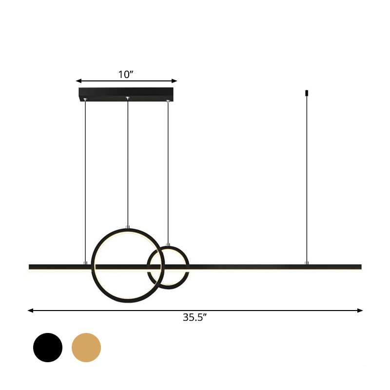 Minimalist Ring and Bar Island Light Metallic LED Kitchen Hanging Pendant Lamp in Black/Gold Clearhalo 'Ceiling Lights' 'Island Lights' Lighting' 1867164