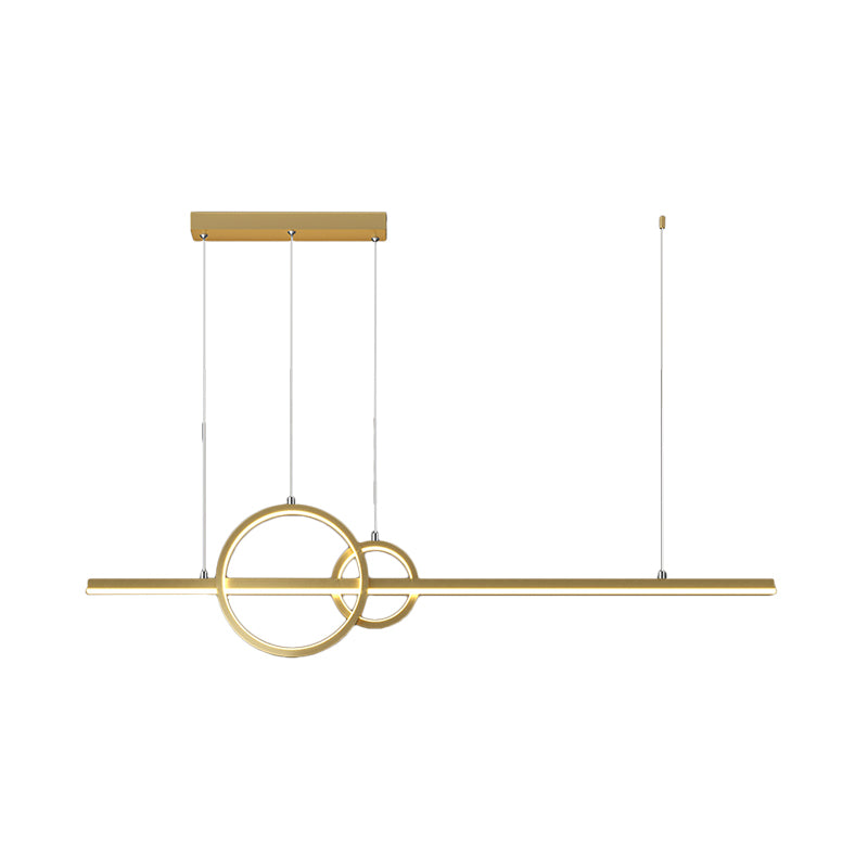 Minimalist Ring and Bar Island Light Metallic LED Kitchen Hanging Pendant Lamp in Black/Gold Clearhalo 'Ceiling Lights' 'Island Lights' Lighting' 1867168