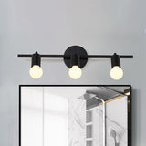 Black 3-Arm Vanity Light Fixture Contemporary 3 Heads Metal Wall Mounted Lighting with Bare Bulb Black Clearhalo 'Cast Iron' 'Glass' 'Industrial' 'Modern wall lights' 'Modern' 'Tiffany' 'Traditional wall lights' 'Vanity Lights' 'Wall Lights' Lighting' 1867181