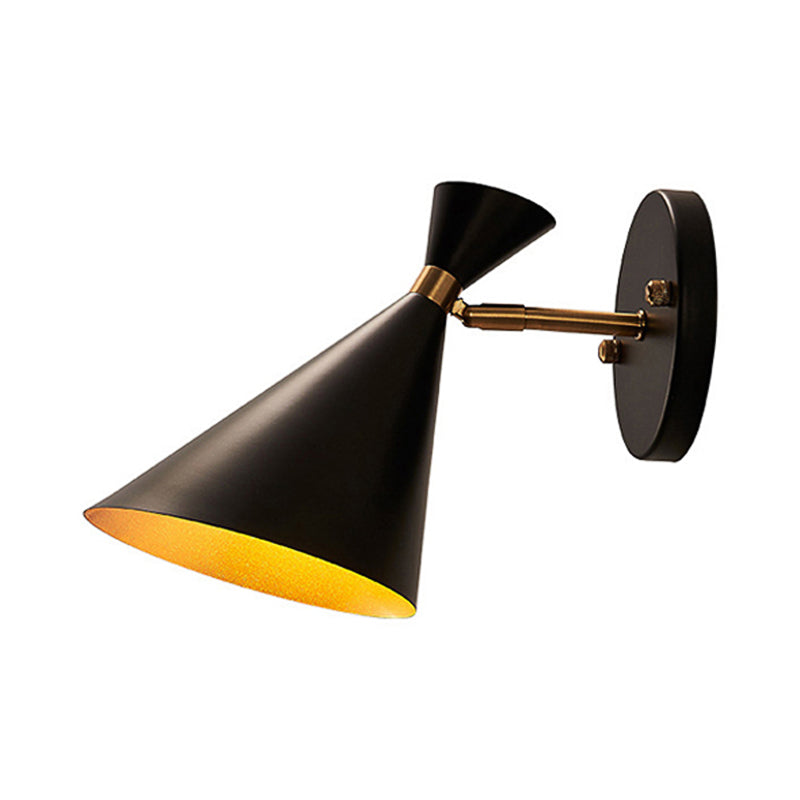 Black/White/Gold Trumpet Wall Sconce Light Contemporary 1/2/3 Light Metal Wall Light with Adjustable Arm Clearhalo 'Cast Iron' 'Glass' 'Industrial' 'Modern wall lights' 'Modern' 'Tiffany' 'Traditional wall lights' 'Wall Lamps & Sconces' 'Wall Lights' Lighting' 186720