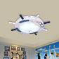 Blue Rudder Flush Ceiling Light Mediterranean LED Wooden Flush Mount with Bowl Glass Shade for Baby Room Clearhalo 'Ceiling Lights' 'Close To Ceiling Lights' 'Close to ceiling' 'Flush mount' Lighting' 1867210
