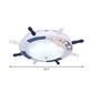 Blue Rudder Flush Ceiling Light Mediterranean LED Wooden Flush Mount with Bowl Glass Shade for Baby Room Clearhalo 'Ceiling Lights' 'Close To Ceiling Lights' 'Close to ceiling' 'Flush mount' Lighting' 1867212
