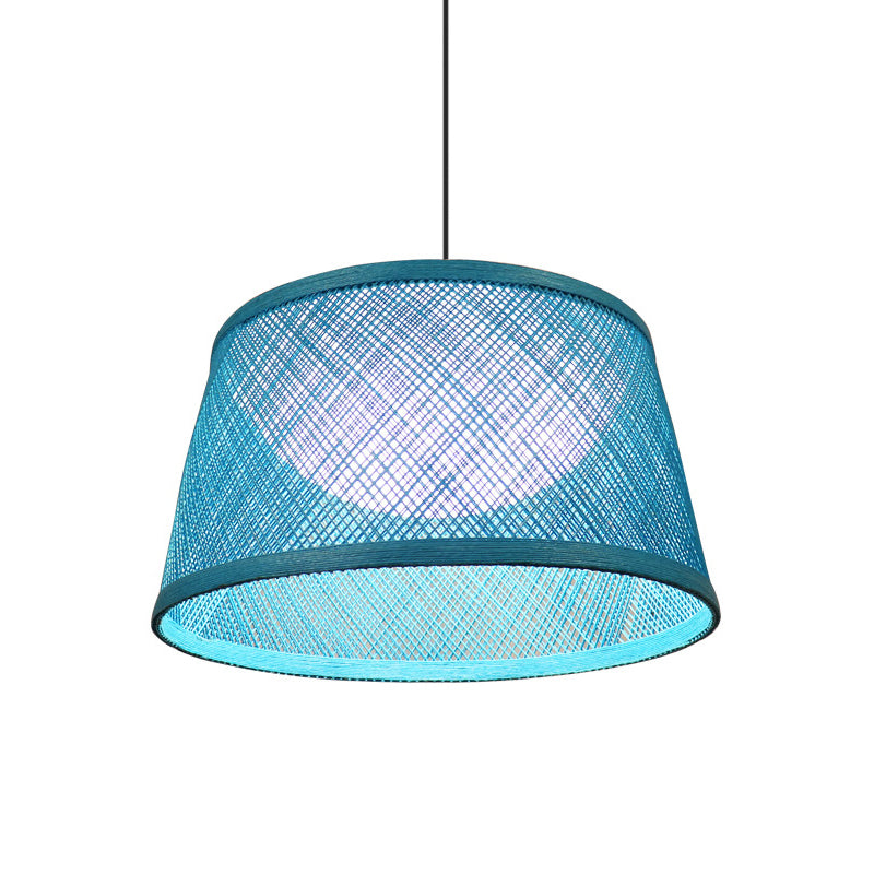 Rope Drum Ceiling Hang Fixture Warehouse 16"/20.5"/24" W 1-Light Drop Lighting Pendant with Inner Dome Acrylic Shade in Blue Clearhalo 'Ceiling Lights' 'Pendant Lights' 'Pendants' Lighting' 1867285