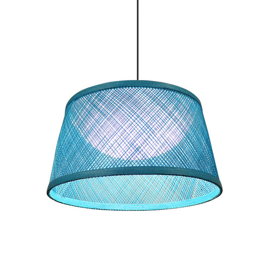 Rope Drum Ceiling Hang Fixture Warehouse 16"/20.5"/24" W 1-Light Drop Lighting Pendant with Inner Dome Acrylic Shade in Blue Clearhalo 'Ceiling Lights' 'Pendant Lights' 'Pendants' Lighting' 1867285