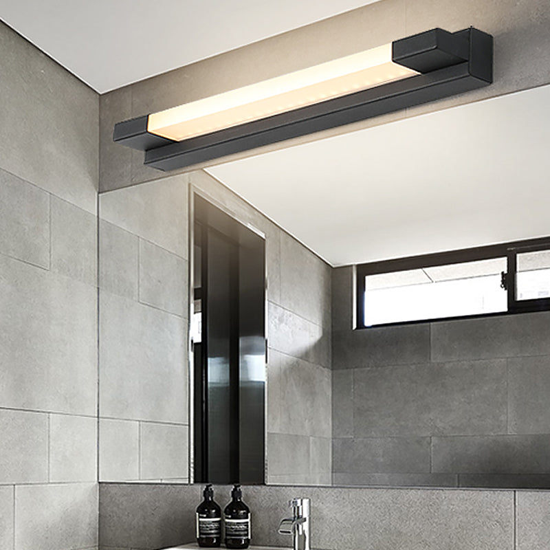 Simple Straight Vanity Mirror Light Metal LED Bathroom Wall Mounted Lamp in Black, Warm/White Light Black Clearhalo 'Cast Iron' 'Glass' 'Industrial' 'Modern wall lights' 'Modern' 'Tiffany' 'Traditional wall lights' 'Vanity Lights' 'Wall Lights' Lighting' 1867289