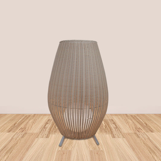 Woven Oval Floor Standing Light Asian Rattan Beige/Brown Floor Lamp with Inner Spherical Acrylic Shade Clearhalo 'Floor Lamps' 'Lamps' Lighting' 1867302