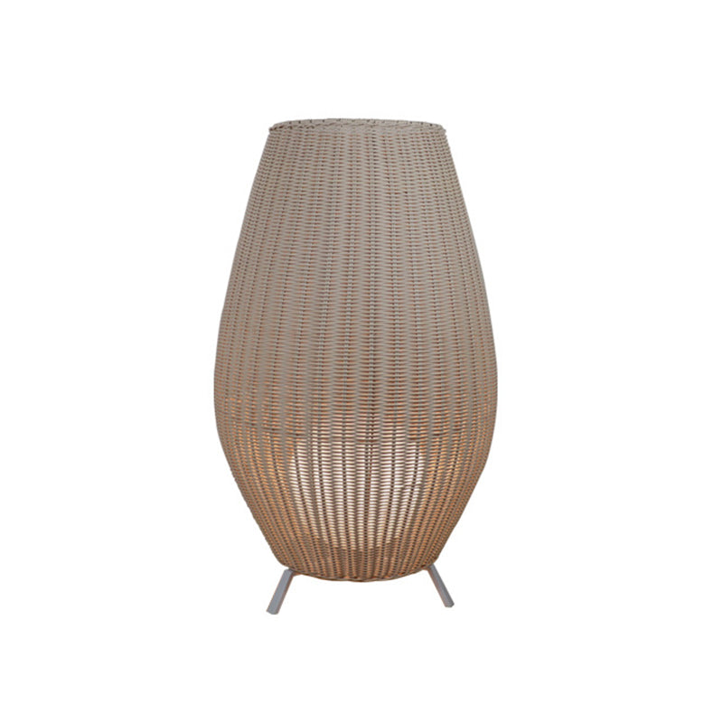 Woven Oval Floor Standing Light Asian Rattan Beige/Brown Floor Lamp with Inner Spherical Acrylic Shade Clearhalo 'Floor Lamps' 'Lamps' Lighting' 1867303