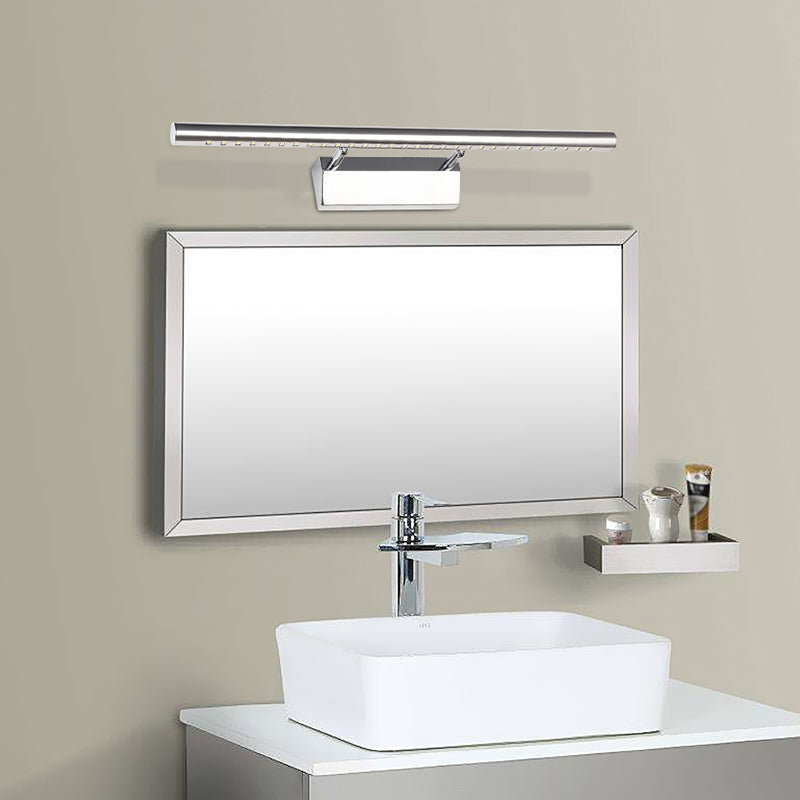 Cylinder Vanity Lighting Simplicity Metal 10"/16" L LED Bathroom Wall Mounted Lamp in Chrome, Warm/White Light Clearhalo 'Cast Iron' 'Glass' 'Industrial' 'Modern wall lights' 'Modern' 'Tiffany' 'Traditional wall lights' 'Vanity Lights' 'Wall Lights' Lighting' 1867319