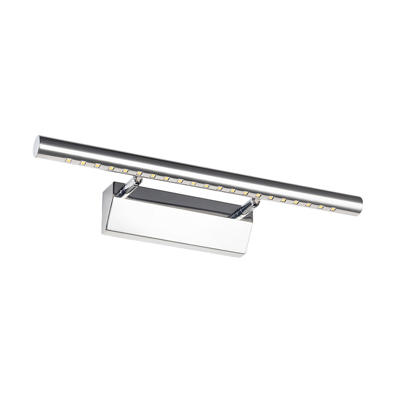 Cylinder Vanity Lighting Simplicity Metal 10"/16" L LED Bathroom Wall Mounted Lamp in Chrome, Warm/White Light Clearhalo 'Cast Iron' 'Glass' 'Industrial' 'Modern wall lights' 'Modern' 'Tiffany' 'Traditional wall lights' 'Vanity Lights' 'Wall Lights' Lighting' 1867320