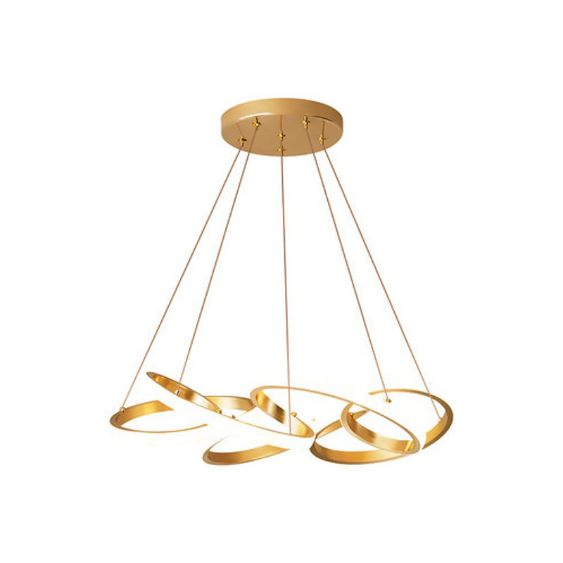 Twisted Round Dining Room Pendant Lamp Metal LED Modernist Ceiling Chandelier in Gold, Warm/White Light Clearhalo 'Ceiling Lights' 'Chandeliers' 'Modern Chandeliers' 'Modern' Lighting' 1867337