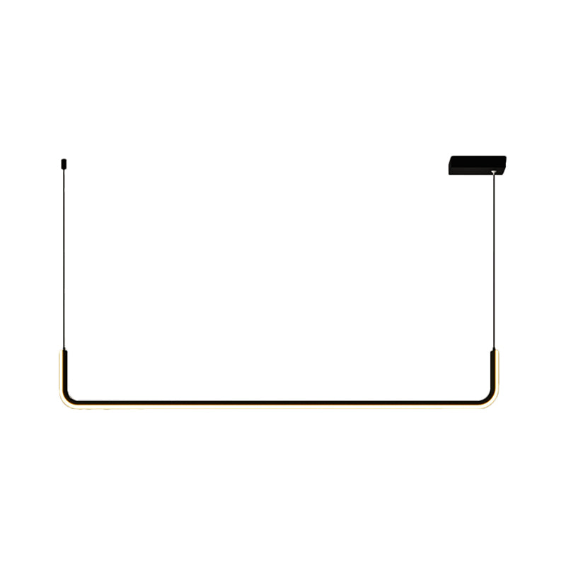 Metal Half Rectangle Hanging Lamp Kit Simple LED Black Island Lighting Fixture in Warm/White Light Clearhalo 'Ceiling Lights' 'Island Lights' Lighting' 1867341