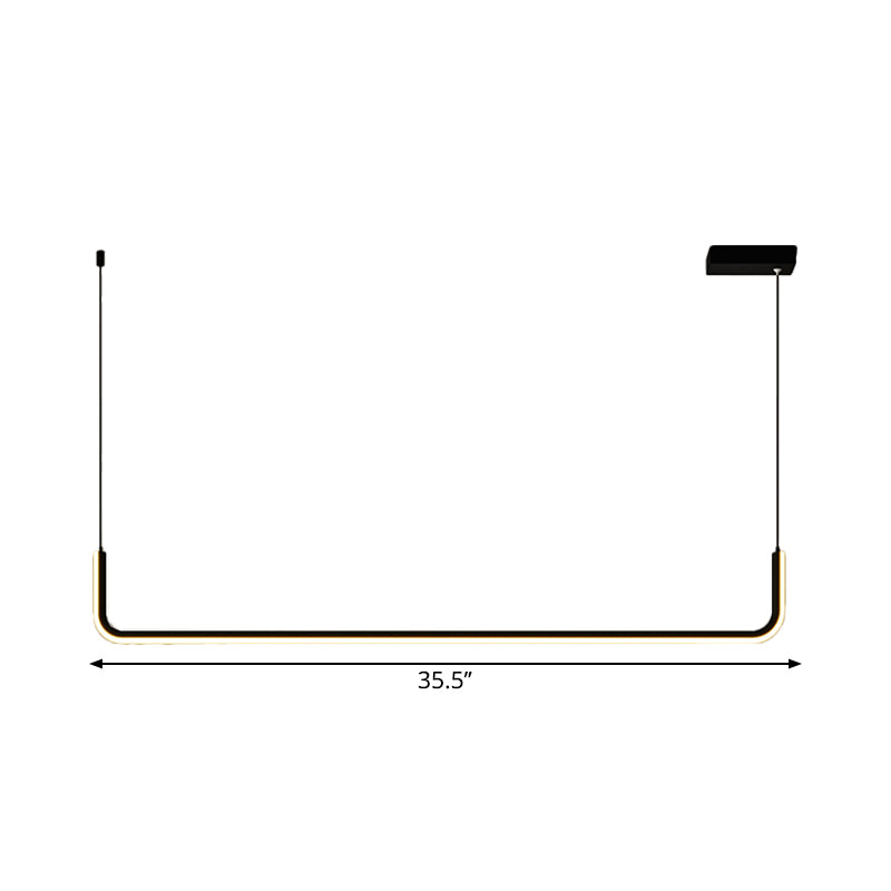 Metal Half Rectangle Hanging Lamp Kit Simple LED Black Island Lighting Fixture in Warm/White Light Clearhalo 'Ceiling Lights' 'Island Lights' Lighting' 1867342