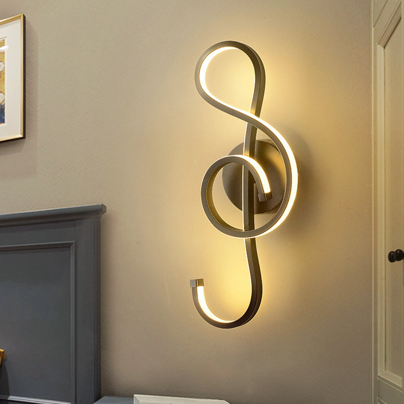 Iron Musical Note Wall Mounted Lamp Modernist Black/White LED Surface Wall Sconce in Warm/White Light Clearhalo 'Cast Iron' 'Glass' 'Industrial' 'Modern wall lights' 'Modern' 'Tiffany' 'Traditional wall lights' 'Wall Lamps & Sconces' 'Wall Lights' Lighting' 1867356