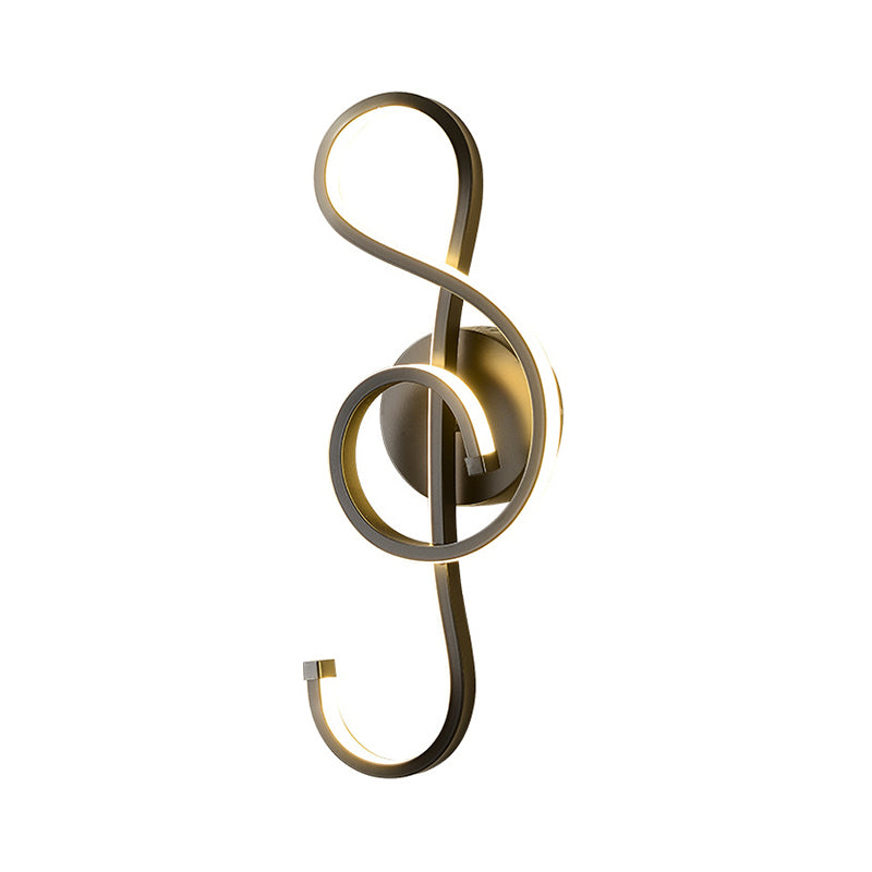 Iron Musical Note Wall Mounted Lamp Modernist Black/White LED Surface Wall Sconce in Warm/White Light Clearhalo 'Cast Iron' 'Glass' 'Industrial' 'Modern wall lights' 'Modern' 'Tiffany' 'Traditional wall lights' 'Wall Lamps & Sconces' 'Wall Lights' Lighting' 1867357