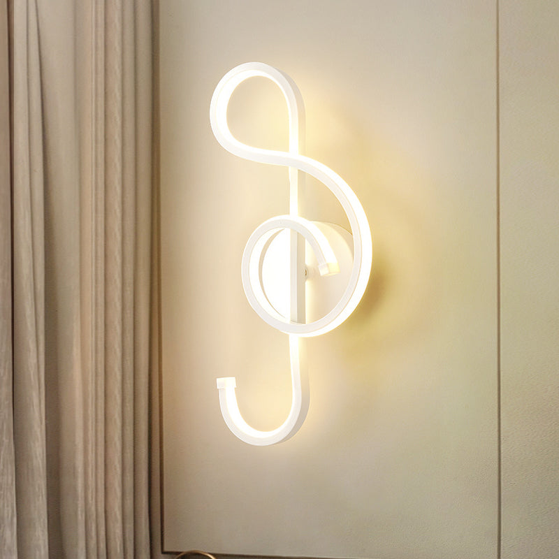 Iron Musical Note Wall Mounted Lamp Modernist Black/White LED Surface Wall Sconce in Warm/White Light Clearhalo 'Cast Iron' 'Glass' 'Industrial' 'Modern wall lights' 'Modern' 'Tiffany' 'Traditional wall lights' 'Wall Lamps & Sconces' 'Wall Lights' Lighting' 1867360