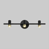 Black Short Tube Wall Vanity Light Contemporary 3-Bulb Metal Adjustable Wall Sconce Lighting Clearhalo 'Cast Iron' 'Glass' 'Industrial' 'Modern wall lights' 'Modern' 'Tiffany' 'Traditional wall lights' 'Vanity Lights' 'Wall Lights' Lighting' 1867373