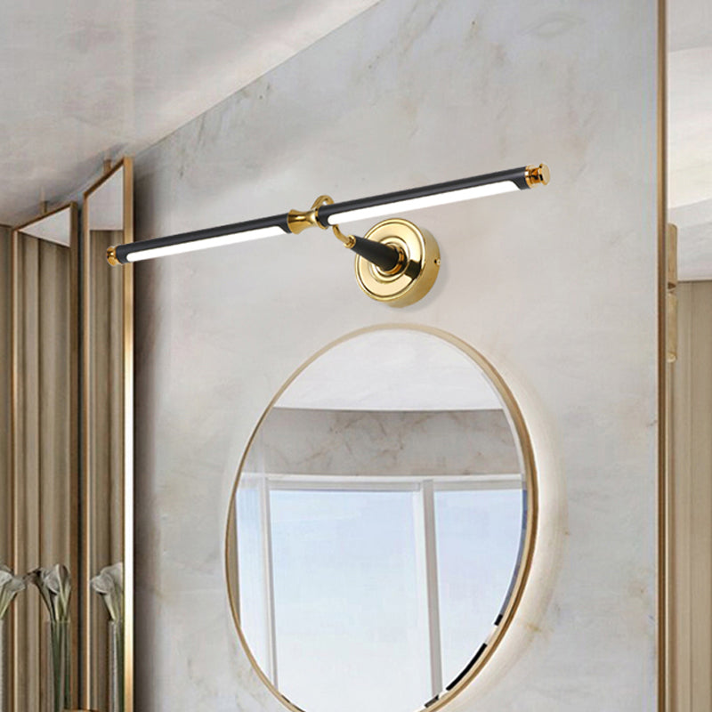 Metal Streamlined Sconce Light Fixture Simplicity LED Vanity Mirror Light in Black Clearhalo 'Cast Iron' 'Glass' 'Industrial' 'Modern wall lights' 'Modern' 'Tiffany' 'Traditional wall lights' 'Vanity Lights' 'Wall Lights' Lighting' 1867376