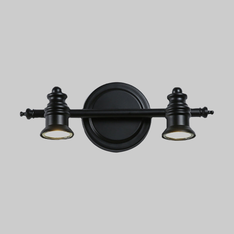 Black 2 Arms Wall Light Fixture Simplicity 2 Heads Metal Adjustable Vanity Light Idea for Bathroom Clearhalo 'Cast Iron' 'Glass' 'Industrial' 'Modern wall lights' 'Modern' 'Tiffany' 'Traditional wall lights' 'Vanity Lights' 'Wall Lights' Lighting' 1867381