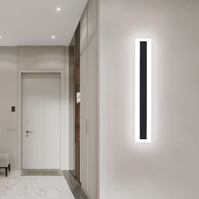 Linear Sconce Light Fixture Minimalism Metal LED Black Wall Mounted Lighting with Acrylic Shade Black Clearhalo 'Cast Iron' 'Glass' 'Industrial' 'Modern wall lights' 'Modern' 'Tiffany' 'Traditional wall lights' 'Wall Lamps & Sconces' 'Wall Lights' Lighting' 1867383