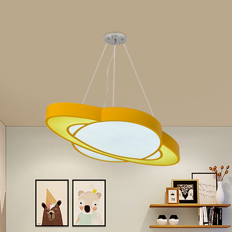 Yellow Planet Suspension Light Fixture Children Style LED Acrylic Hanging Chandelier Clearhalo 'Ceiling Lights' 'Chandeliers' Lighting' options 1867388