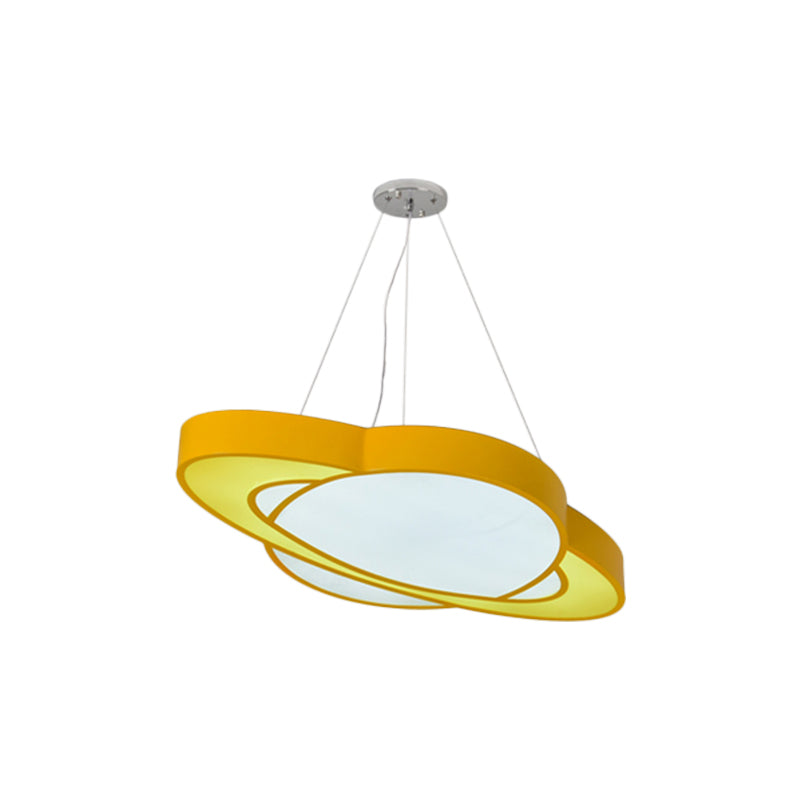 Yellow Planet Suspension Light Fixture Children Style LED Acrylic Hanging Chandelier Clearhalo 'Ceiling Lights' 'Chandeliers' Lighting' options 1867389
