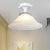 Bell Ceiling Lighting Nautical Opaline Glass 1 Bulb Hallway Semi Flush Mount Light in Black/White/Blue White Clearhalo 'Ceiling Lights' 'Close To Ceiling Lights' 'Close to ceiling' 'Glass shade' 'Glass' 'Pendant Lights' 'Semi-flushmount' Lighting' 1867431