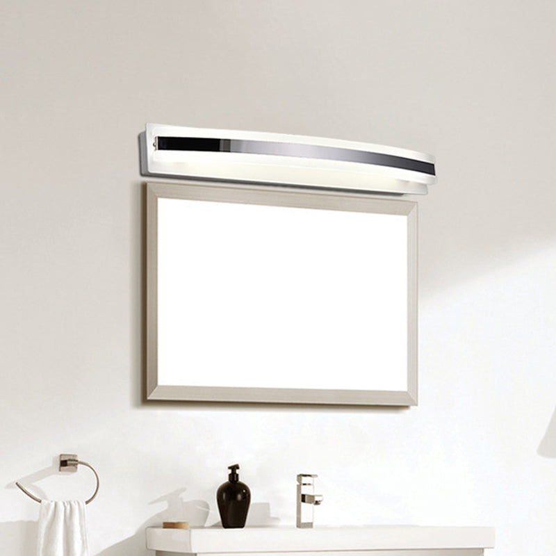 Acrylic Streamlined Vanity Light Simple LED Chrome Wall Lighting Ideas in Warm/White Light for Bathroom Chrome Clearhalo 'Modern wall lights' 'Modern' 'Vanity Lights' 'Wall Lights' Lighting' 1867464