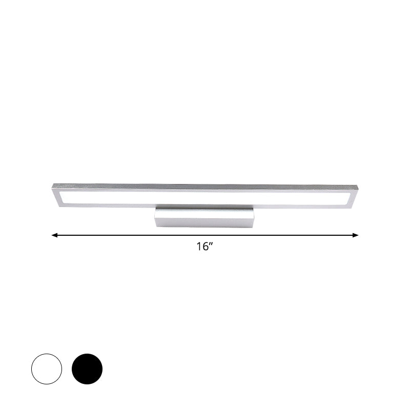 Modernist Elongated Vanity Lighting Ideas Metal LED Bathroom Wall Sconce in Black/Silver, 16"/23.5" L Clearhalo 'Cast Iron' 'Glass' 'Industrial' 'Modern wall lights' 'Modern' 'Tiffany' 'Traditional wall lights' 'Vanity Lights' 'Wall Lights' Lighting' 1867471