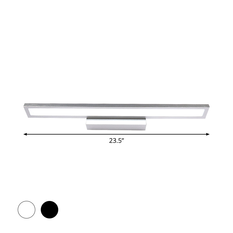 Modernist Elongated Vanity Lighting Ideas Metal LED Bathroom Wall Sconce in Black/Silver, 16"/23.5" L Clearhalo 'Cast Iron' 'Glass' 'Industrial' 'Modern wall lights' 'Modern' 'Tiffany' 'Traditional wall lights' 'Vanity Lights' 'Wall Lights' Lighting' 1867472