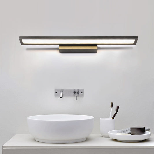 Modernist Elongated Vanity Lighting Ideas Metal LED Bathroom Wall Sconce in Black/Silver, 16"/23.5" L Black Clearhalo 'Cast Iron' 'Glass' 'Industrial' 'Modern wall lights' 'Modern' 'Tiffany' 'Traditional wall lights' 'Vanity Lights' 'Wall Lights' Lighting' 1867473