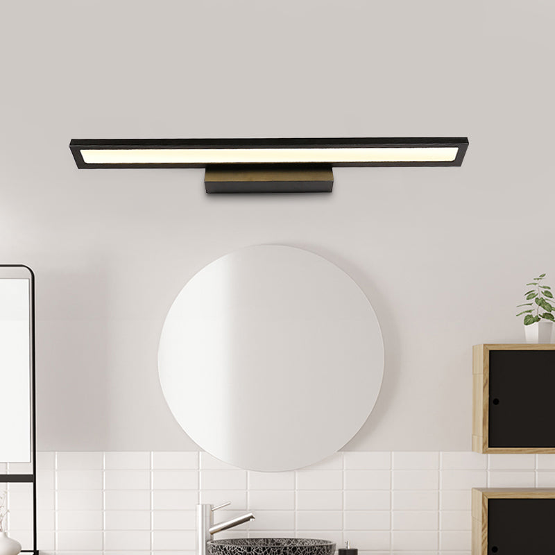 Modernist Elongated Vanity Lighting Ideas Metal LED Bathroom Wall Sconce in Black/Silver, 16"/23.5" L Clearhalo 'Cast Iron' 'Glass' 'Industrial' 'Modern wall lights' 'Modern' 'Tiffany' 'Traditional wall lights' 'Vanity Lights' 'Wall Lights' Lighting' 1867474
