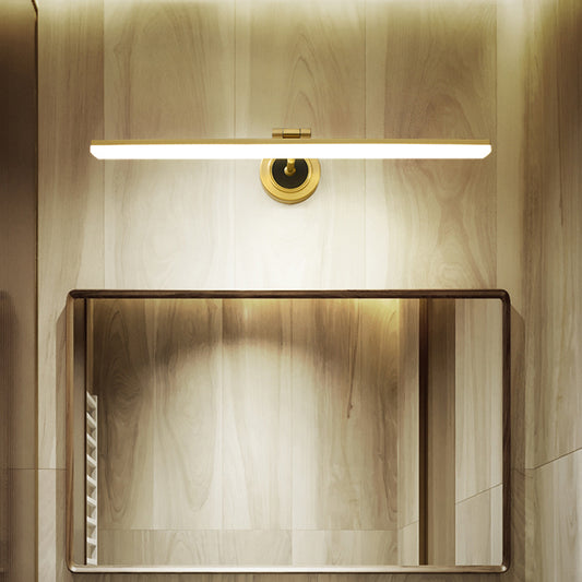 Linear Bathroom Vanity Light Fixture Metal LED Minimalist Wall Lighting Ideas in Black/Gold Gold Clearhalo 'Cast Iron' 'Glass' 'Industrial' 'Modern wall lights' 'Modern' 'Tiffany' 'Traditional wall lights' 'Vanity Lights' 'Wall Lights' Lighting' 1867477
