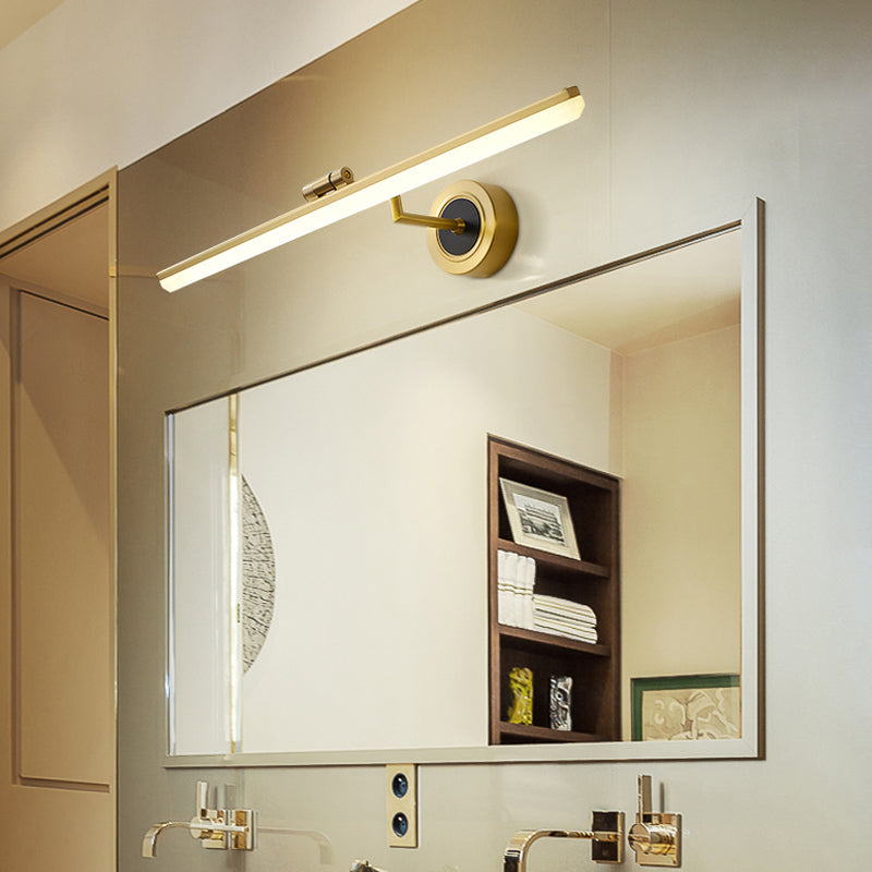 Linear Bathroom Vanity Light Fixture Metal LED Minimalist Wall Lighting Ideas in Black/Gold Clearhalo 'Cast Iron' 'Glass' 'Industrial' 'Modern wall lights' 'Modern' 'Tiffany' 'Traditional wall lights' 'Vanity Lights' 'Wall Lights' Lighting' 1867478