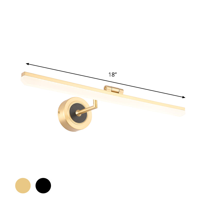 Linear Bathroom Vanity Light Fixture Metal LED Minimalist Wall Lighting Ideas in Black/Gold Clearhalo 'Cast Iron' 'Glass' 'Industrial' 'Modern wall lights' 'Modern' 'Tiffany' 'Traditional wall lights' 'Vanity Lights' 'Wall Lights' Lighting' 1867480