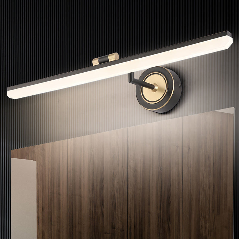 Linear Bathroom Vanity Light Fixture Metal LED Minimalist Wall Lighting Ideas in Black/Gold Black Clearhalo 'Cast Iron' 'Glass' 'Industrial' 'Modern wall lights' 'Modern' 'Tiffany' 'Traditional wall lights' 'Vanity Lights' 'Wall Lights' Lighting' 1867481
