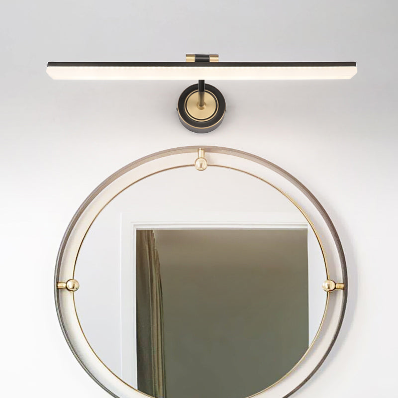 Linear Bathroom Vanity Light Fixture Metal LED Minimalist Wall Lighting Ideas in Black/Gold Clearhalo 'Cast Iron' 'Glass' 'Industrial' 'Modern wall lights' 'Modern' 'Tiffany' 'Traditional wall lights' 'Vanity Lights' 'Wall Lights' Lighting' 1867482