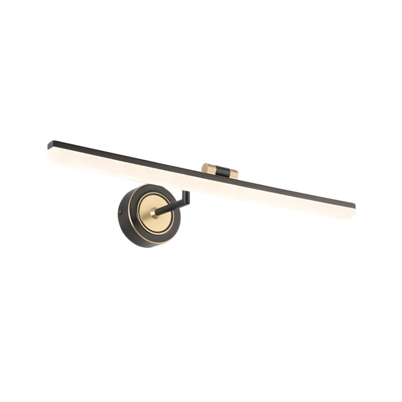 Linear Bathroom Vanity Light Fixture Metal LED Minimalist Wall Lighting Ideas in Black/Gold Clearhalo 'Cast Iron' 'Glass' 'Industrial' 'Modern wall lights' 'Modern' 'Tiffany' 'Traditional wall lights' 'Vanity Lights' 'Wall Lights' Lighting' 1867484