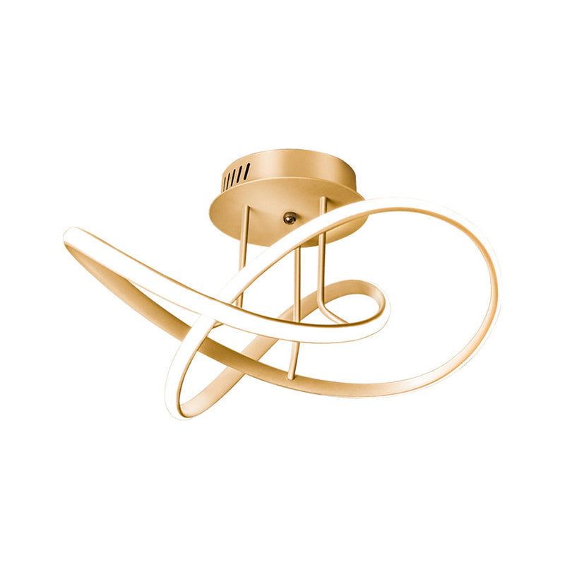 Knotted Ceiling Mounted Fixture Modernism Metal Sleeping Room LED Semi Flush Lamp in Gold Clearhalo 'Ceiling Lights' 'Close To Ceiling Lights' 'Close to ceiling' 'Semi-flushmount' Lighting' 1867491