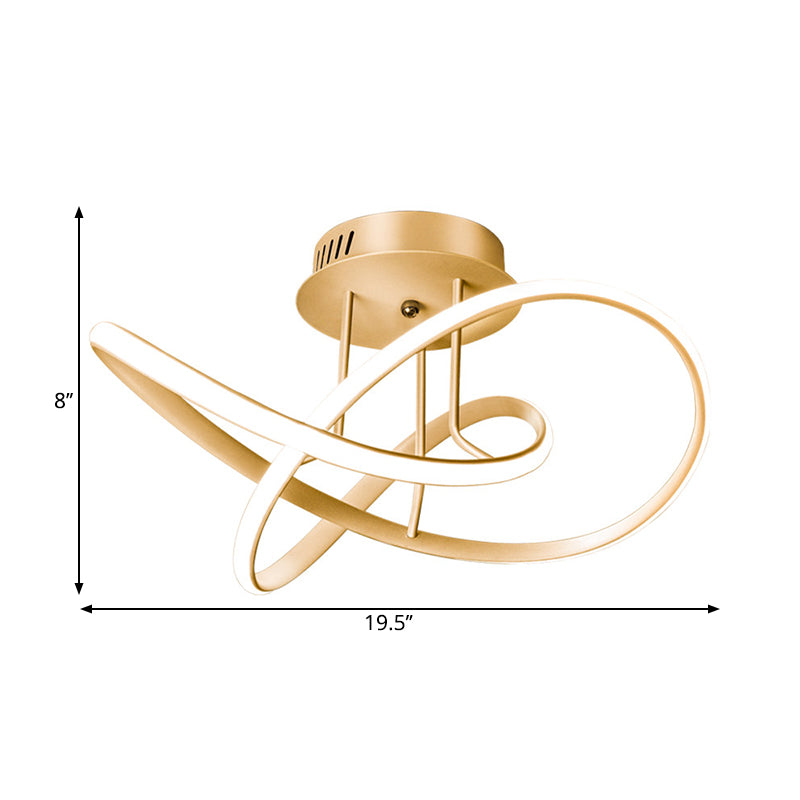 Knotted Ceiling Mounted Fixture Modernism Metal Sleeping Room LED Semi Flush Lamp in Gold Clearhalo 'Ceiling Lights' 'Close To Ceiling Lights' 'Close to ceiling' 'Semi-flushmount' Lighting' 1867492