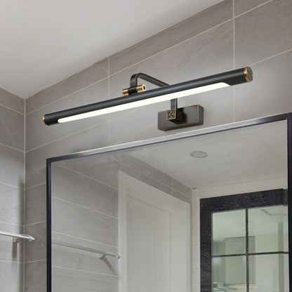 Black Streamlined Wall Vanity Light Contemporary LED Metallic Wall Mounted Lighting with Swing Arm Black Clearhalo 'Cast Iron' 'Glass' 'Industrial' 'Modern wall lights' 'Modern' 'Tiffany' 'Traditional wall lights' 'Vanity Lights' 'Wall Lights' Lighting' 1867493