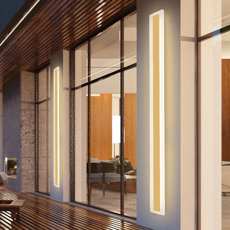 Contemporary Stripe Sconce Light Fixture Metallic LED Outdoor Wall Mounted Lamp in Gold, Warm/White Light Gold Clearhalo 'Cast Iron' 'Glass' 'Industrial' 'Modern wall lights' 'Modern' 'Tiffany' 'Traditional wall lights' 'Wall Lamps & Sconces' 'Wall Lights' Lighting' 1867497