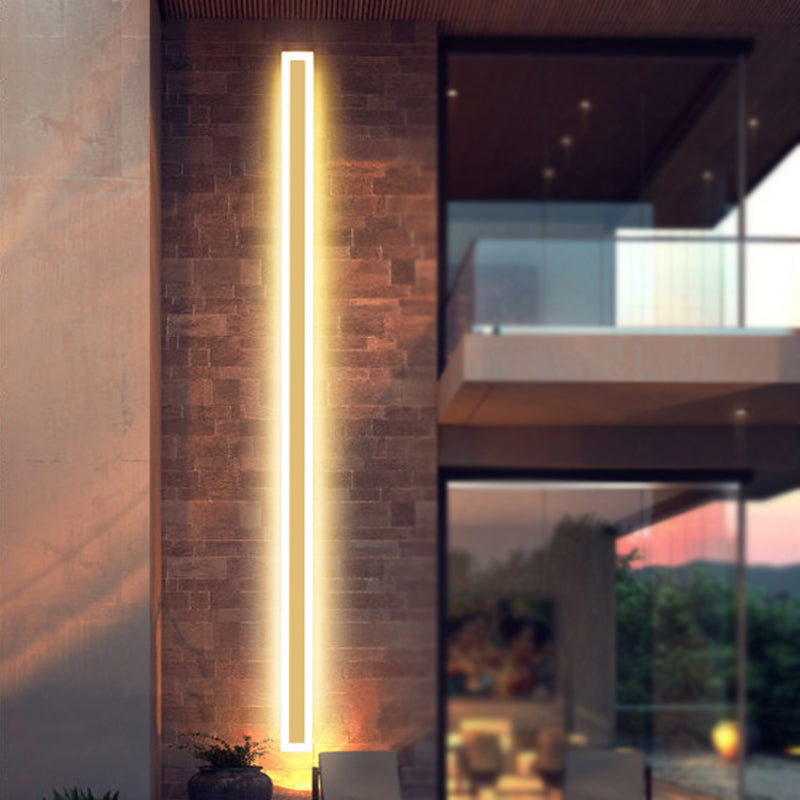 Contemporary Stripe Sconce Light Fixture Metallic LED Outdoor Wall Mounted Lamp in Gold, Warm/White Light Clearhalo 'Cast Iron' 'Glass' 'Industrial' 'Modern wall lights' 'Modern' 'Tiffany' 'Traditional wall lights' 'Wall Lamps & Sconces' 'Wall Lights' Lighting' 1867498