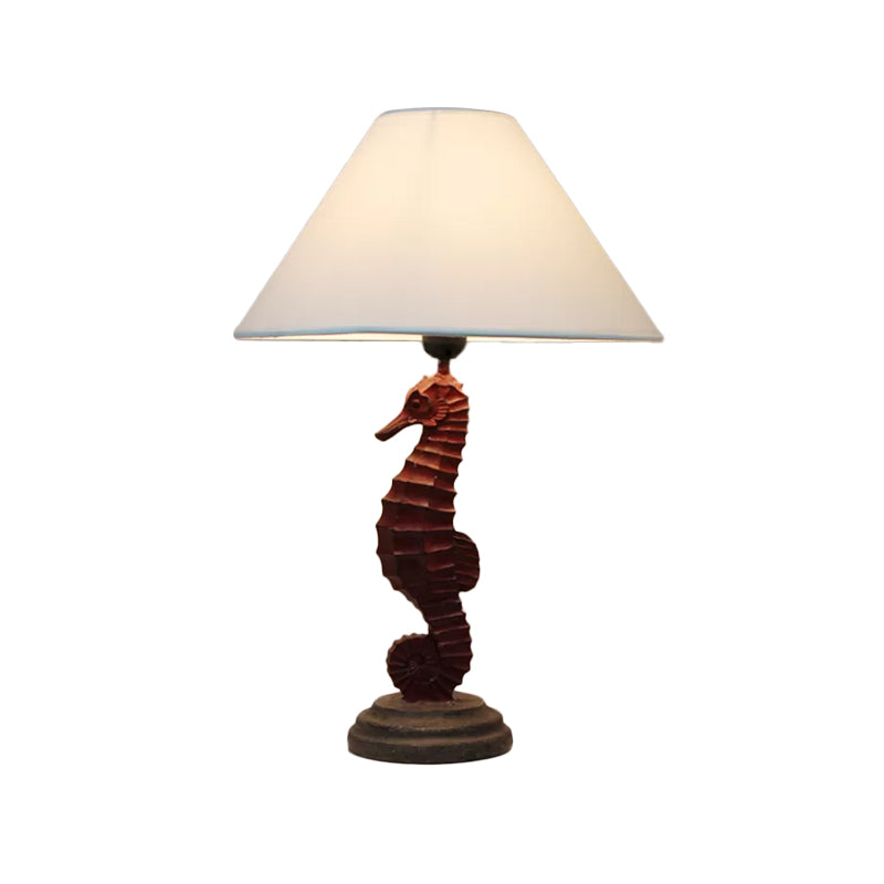Seahorse Base Bedchamber Nightstand Lamp Resin Single Bulb Children Shaded Table Light in Dark Blue/Sky Blue/Red Clearhalo 'Lamps' 'Table Lamps' Lighting' 1867507