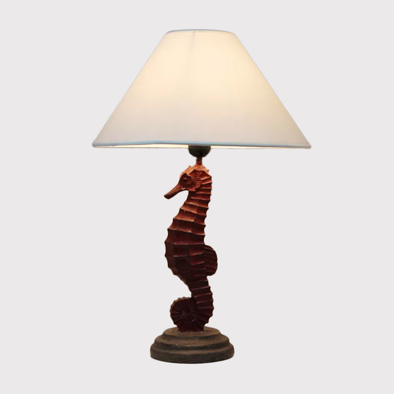 Seahorse Base Bedchamber Nightstand Lamp Resin Single Bulb Children Shaded Table Light in Dark Blue/Sky Blue/Red Clearhalo 'Lamps' 'Table Lamps' Lighting' 1867508