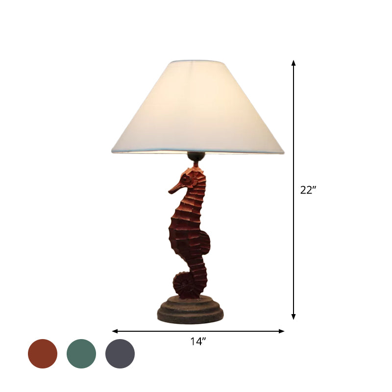 Seahorse Base Bedchamber Nightstand Lamp Resin Single Bulb Children Shaded Table Light in Dark Blue/Sky Blue/Red Clearhalo 'Lamps' 'Table Lamps' Lighting' 1867509