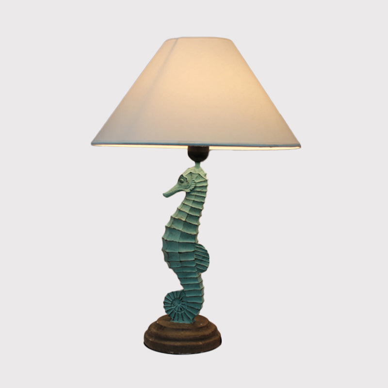 Seahorse Base Bedchamber Nightstand Lamp Resin Single Bulb Children Shaded Table Light in Dark Blue/Sky Blue/Red Clearhalo 'Lamps' 'Table Lamps' Lighting' 1867513