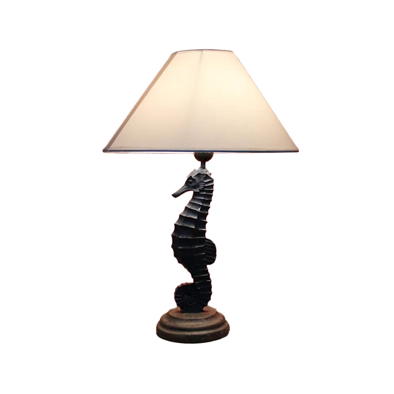 Seahorse Base Bedchamber Nightstand Lamp Resin Single Bulb Children Shaded Table Light in Dark Blue/Sky Blue/Red Clearhalo 'Lamps' 'Table Lamps' Lighting' 1867516