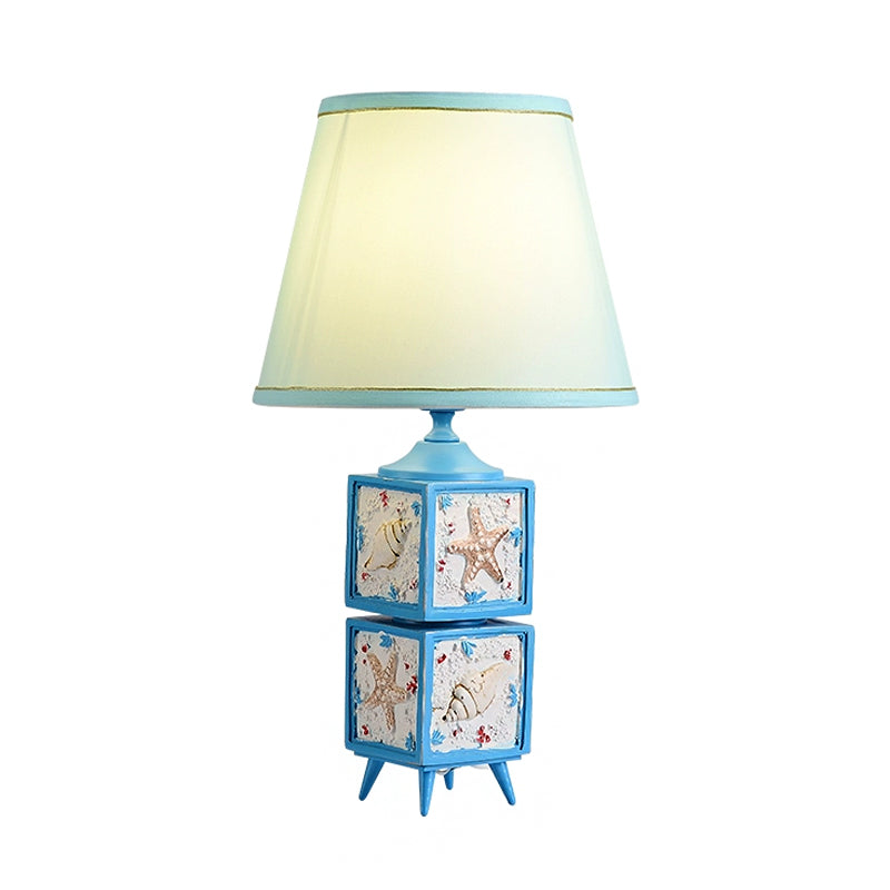 Conch Cubic Bedroom Night Table Lamp Resin 1-Light Modern Task Lighting with Shade in Light/Sky Blue Clearhalo 'Lamps' 'Table Lamps' Lighting' 1867520