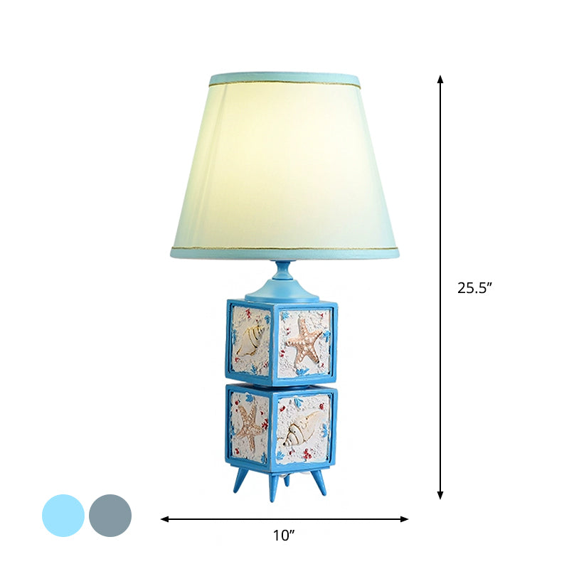 Conch Cubic Bedroom Night Table Lamp Resin 1-Light Modern Task Lighting with Shade in Light/Sky Blue Clearhalo 'Lamps' 'Table Lamps' Lighting' 1867521