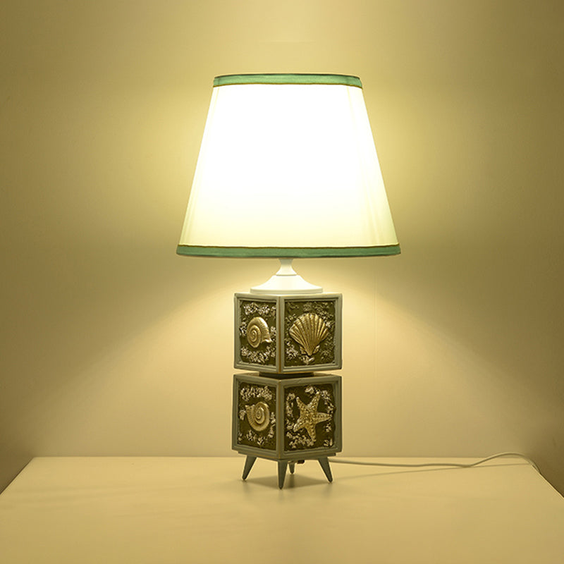 Conch Cubic Bedroom Night Table Lamp Resin 1-Light Modern Task Lighting with Shade in Light/Sky Blue Clearhalo 'Lamps' 'Table Lamps' Lighting' 1867523